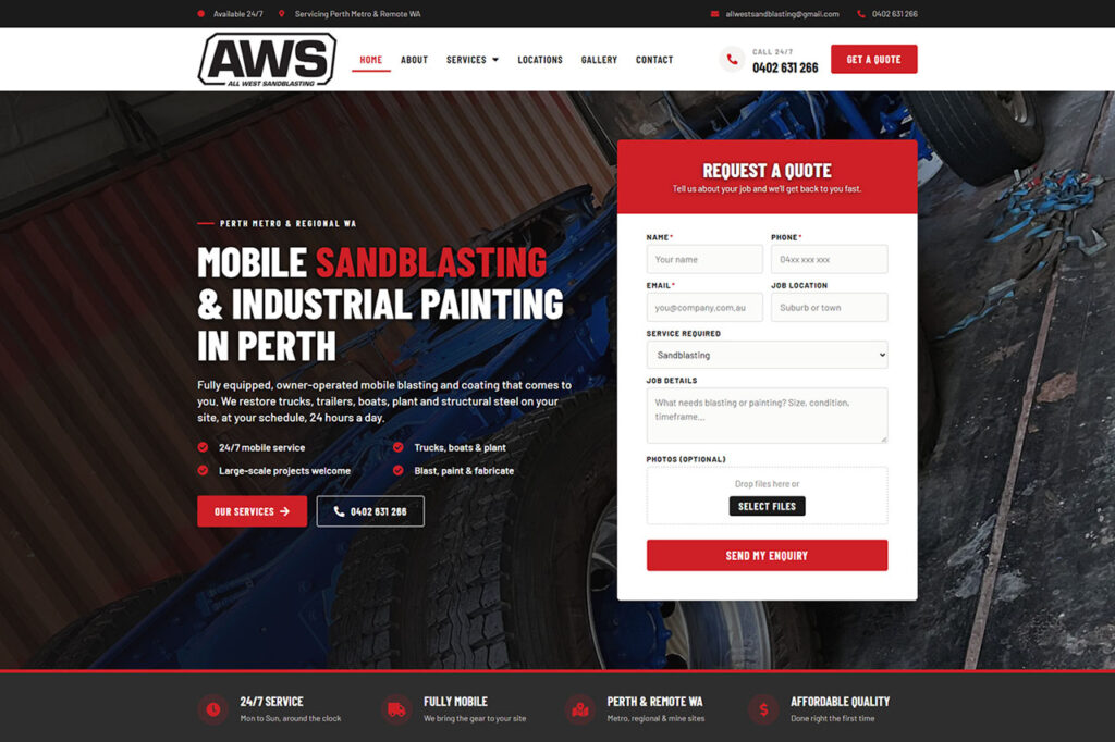 all west sandblasting website