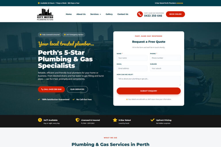 city metro plumbing and gas website