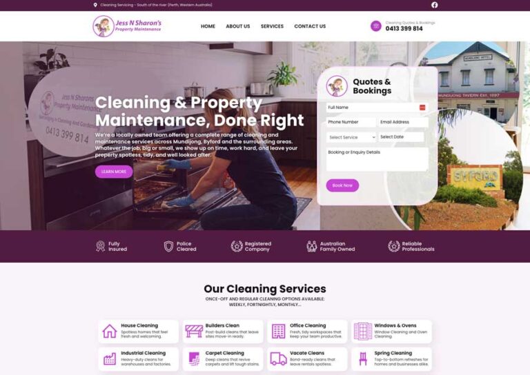 Cleaners website design