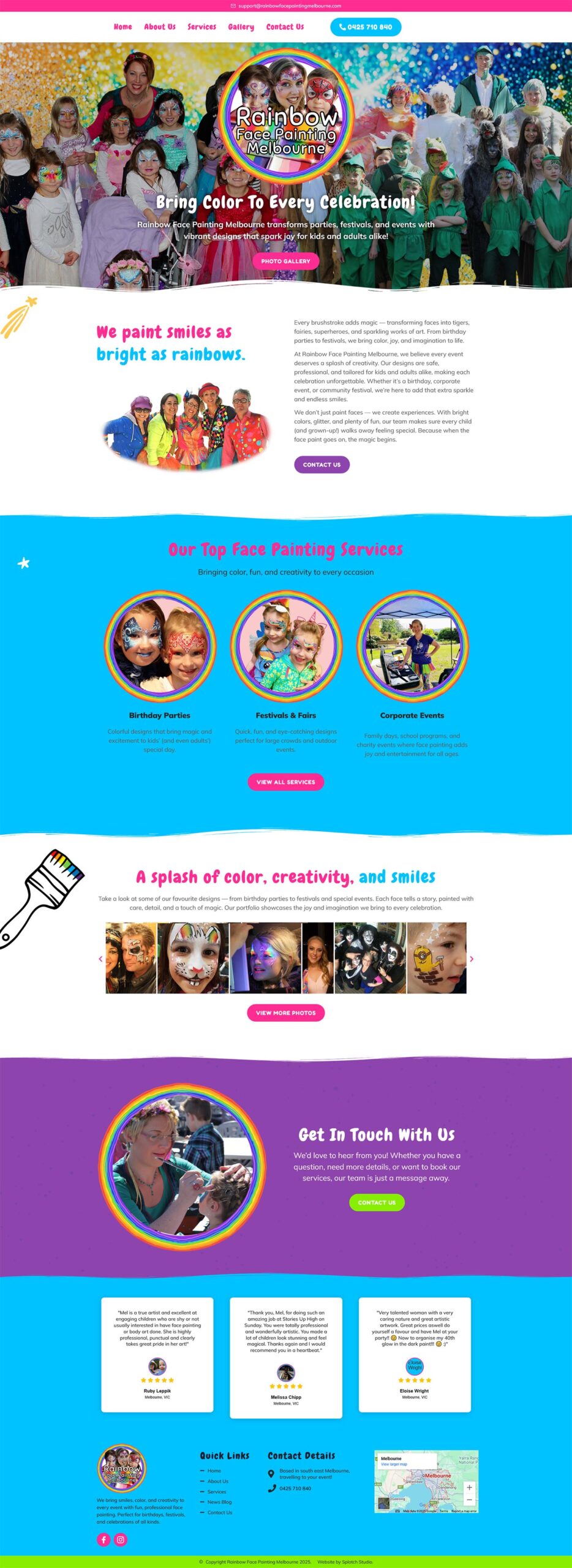 face painting & kids entertainment website