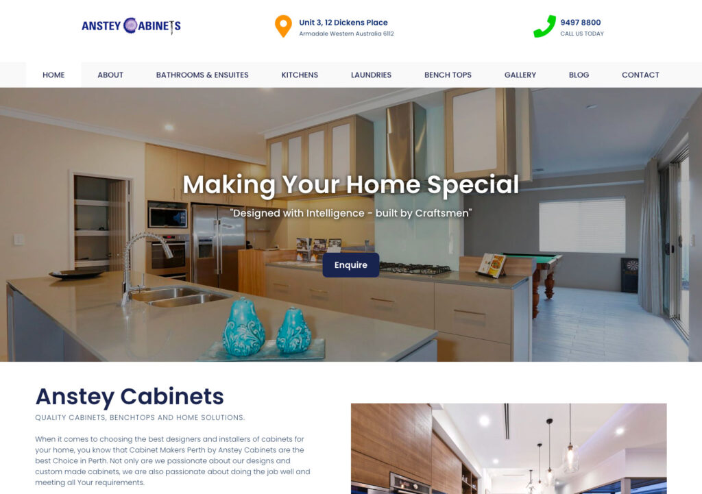 website design for cabinet maker